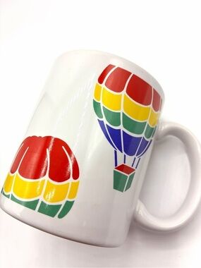 Vintage FTD Hot Air Balloon Mug Rainbow Retro Coffee Cup